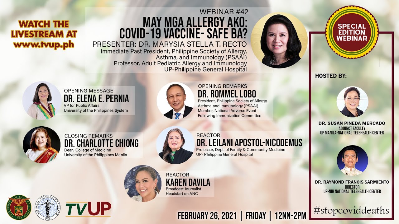 Webinar #42 | “May Mga Allergy Ako: COVID-19 Vaccine- SAFE BA?”